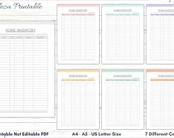 Home Inventory Tracker Printable, Household Planner (PDF)