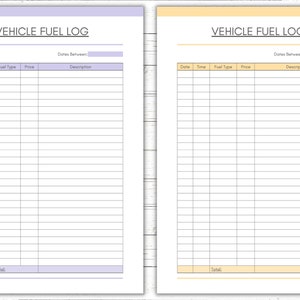 Printable Vehicle Fuel Log, Fuel Oil Tracker, Fuel Price Tracker ...