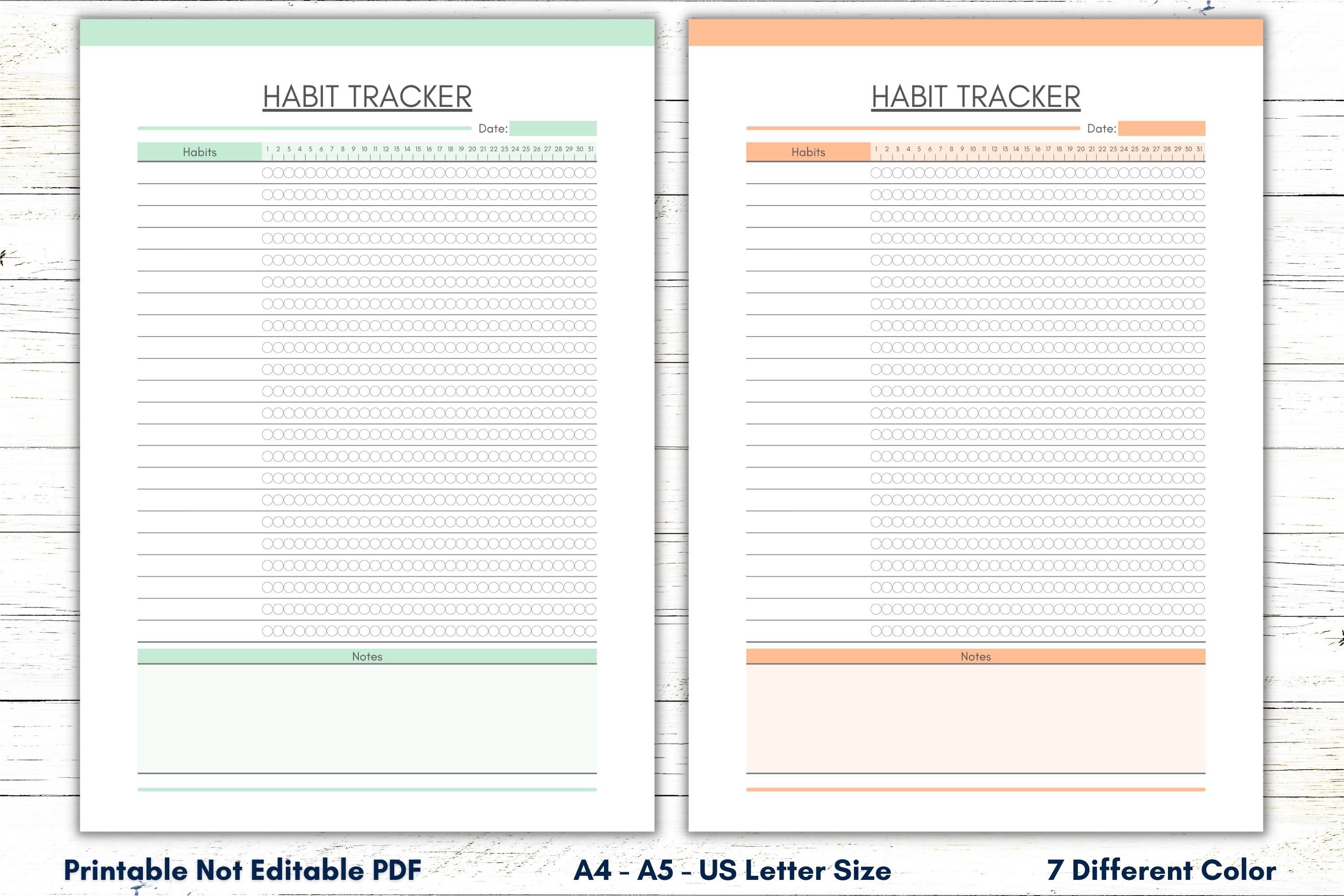Printable Monthly Habit Tracker, A4 A5 US Letter (PDF) - Etsy