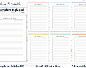 Printable One Line A Day Template, Monthly Planner (PDF)