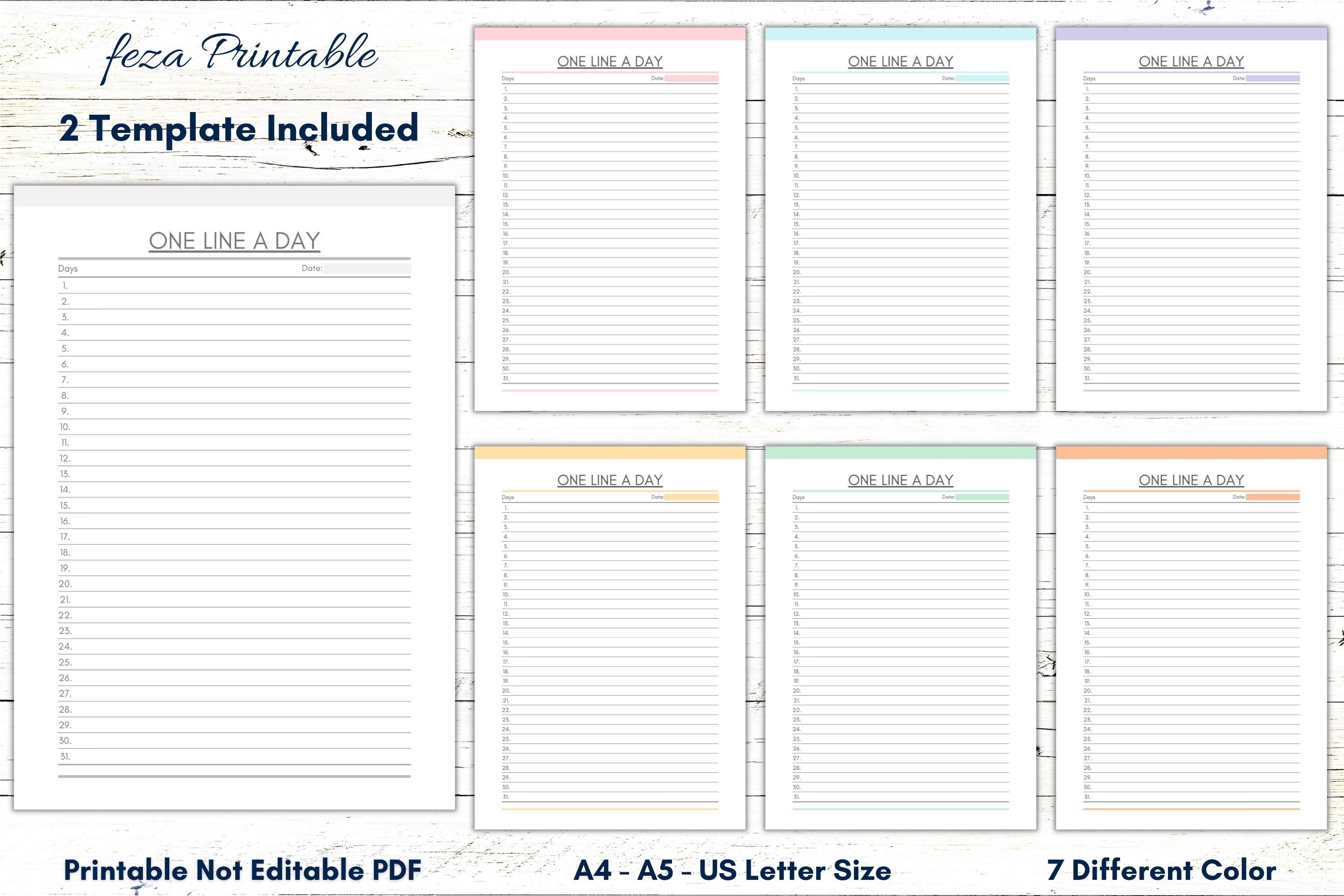 Printable One Line A Day and Month at A Glance Template, PDF Monthly Planner,  Monthly Organizer Sheet, PDF Daily Log, Monthly Daily Journal - Etsy
