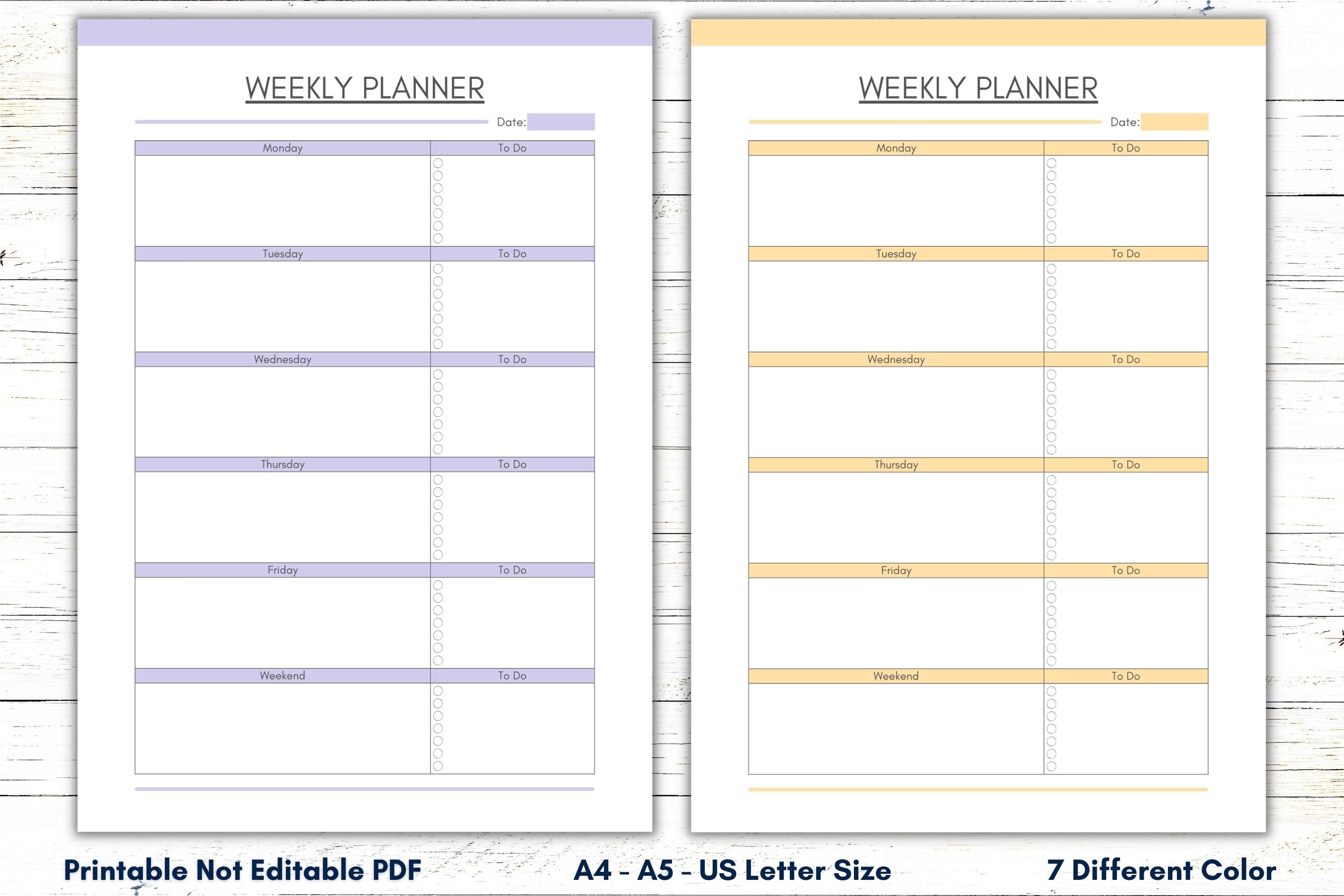 Printable Weekly Planner Template Weekly Schedule Weekly to - Etsy