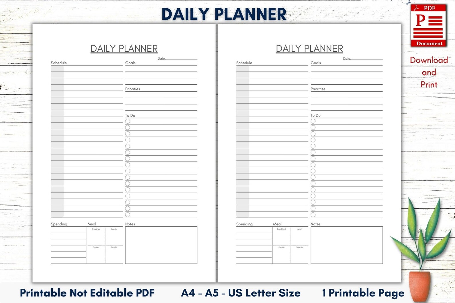 Printable Daily Planner Daily Log Daily Notes Printable to Etsy