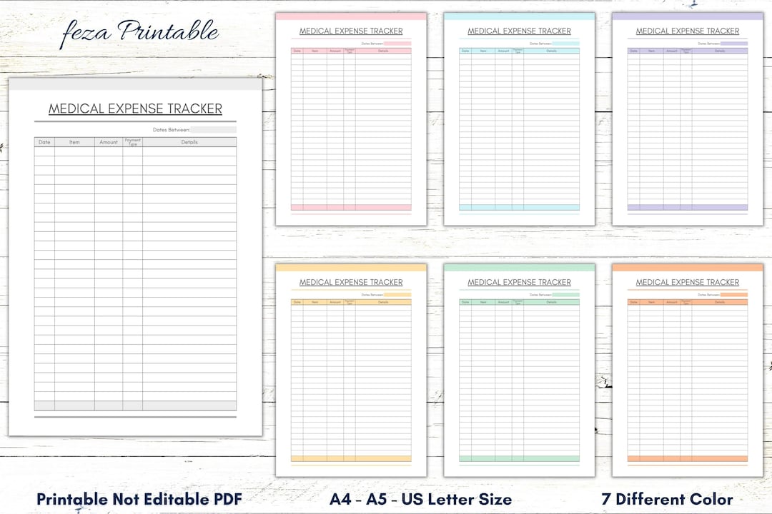 Printable Medical Expense Tracker, Medical Payment Tracker, Medical ...