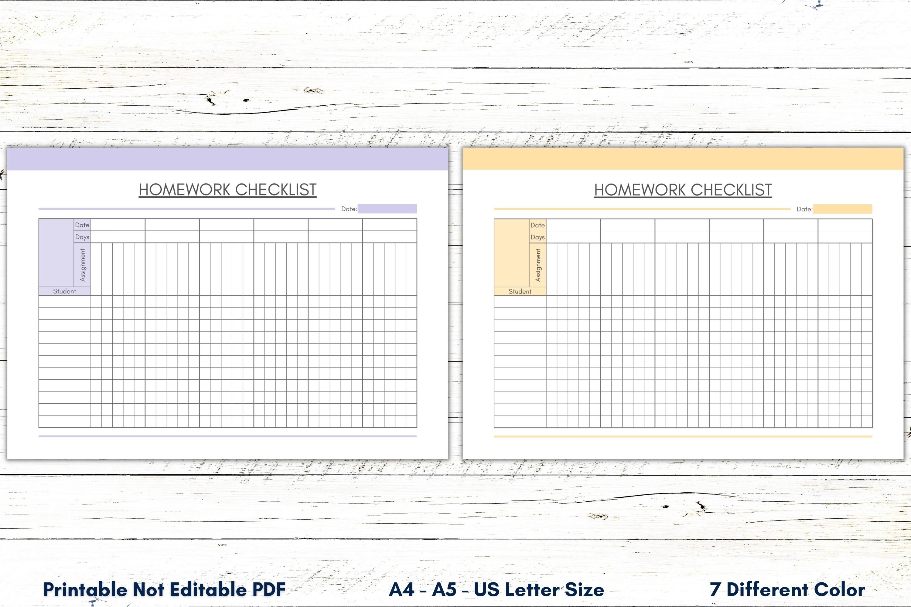 Homework Checklist.pdf Printable Homework Checklist, Classroom Planner (PDF) - Etsy
