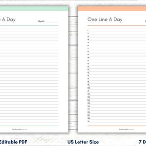 One Line A Day Journal, One Line A Day Monthly Planner Template, Diary ...