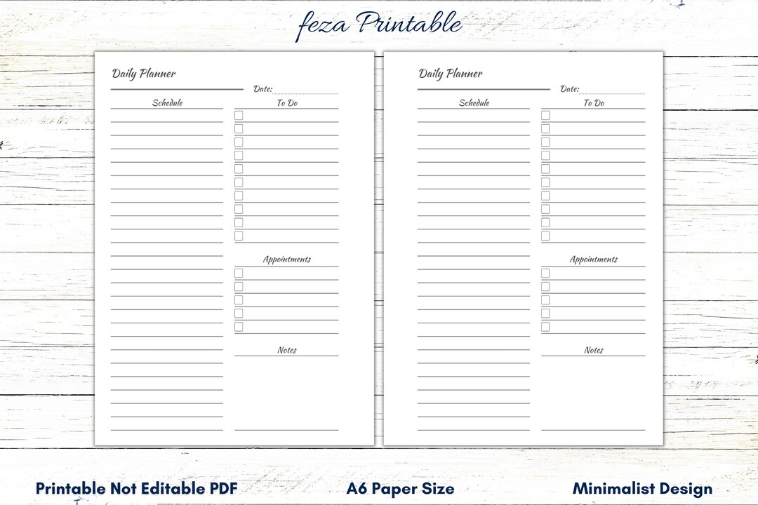 A6 Daily Planner Printable Template, Productivity Planner, Daily ...