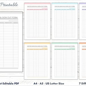 Printable Sign In and Sıgn Out Tracker, PDF Visitor Sign In Out Form, Event Sign In Sheet, PDF Signature List, PDF Contact List, Admission