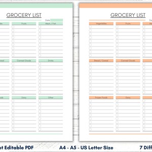 Printable Grocery List Planner Template (Digital Download) image 4