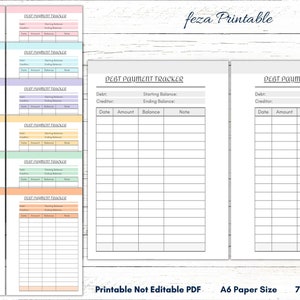 A6 Printable Debt Payment Tracker, A6 Printable Debt Planner, A6 Budget Planner, A6 Debt Payments Template, A6 Debt Payment Sheet, Finance