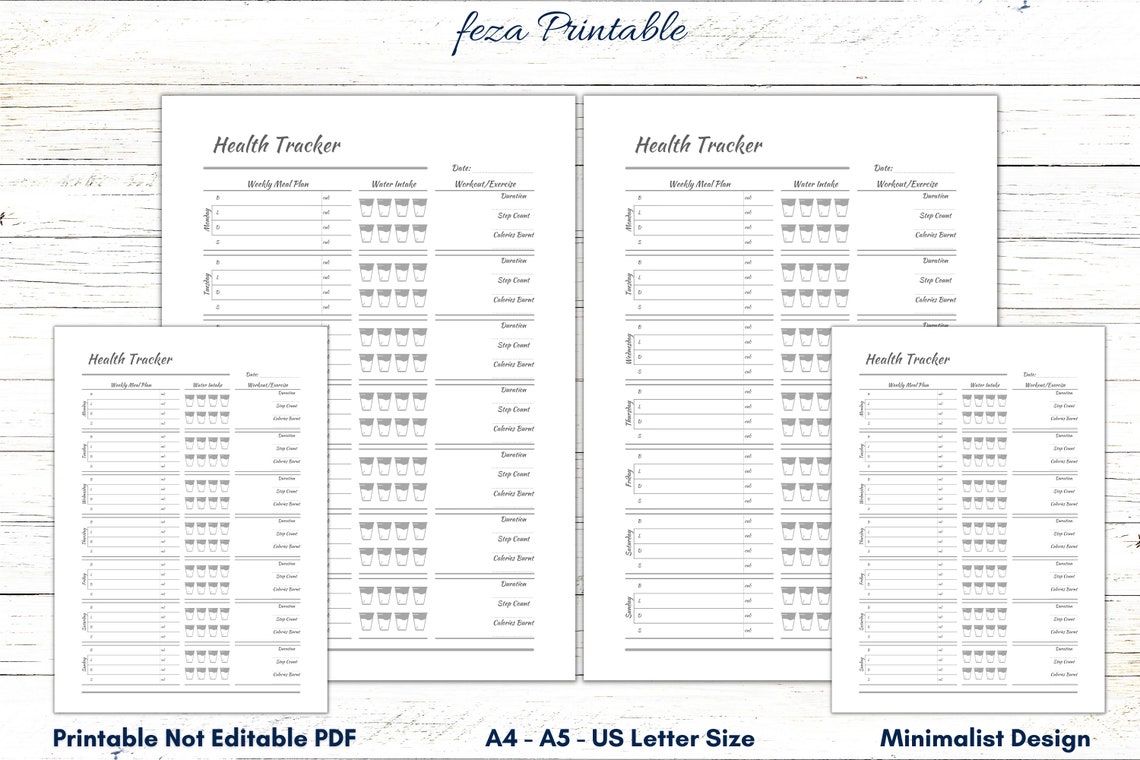 Health Tracker Printable, Health Planner, Wellness Log, Health Journal ...
