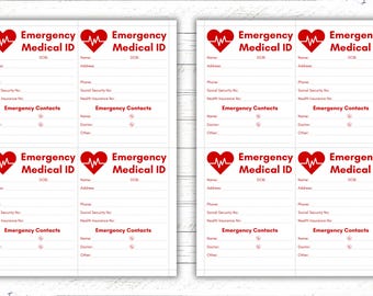 Medical ID Card Template: Emergency Contact Form (Printable)