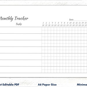 A6 Monthly Tracker Printable Template, Monthly Task Tracker, Task List, Monthly Checklist, Habit Tracker, Productivity Planner, A6 Checklist