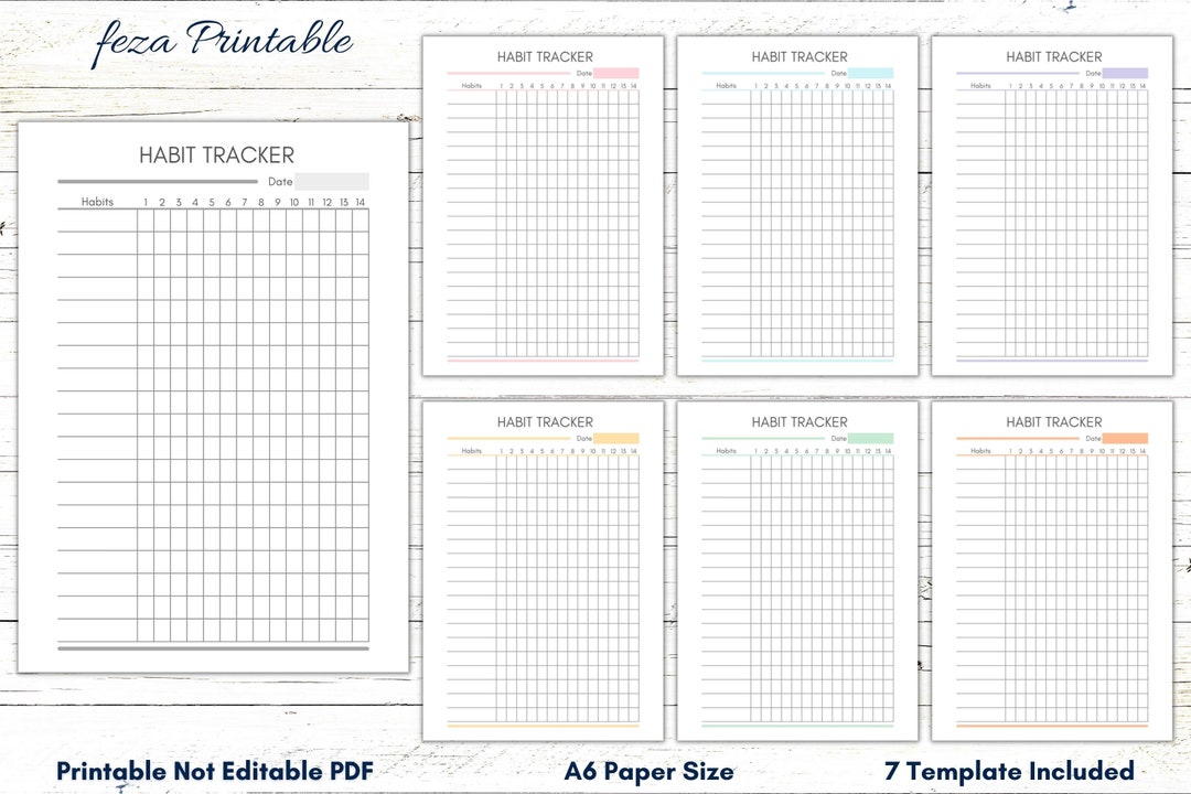 A6 Habit Tracker Printable Template, Weekly Habit Tracker A6, 14 Day ...