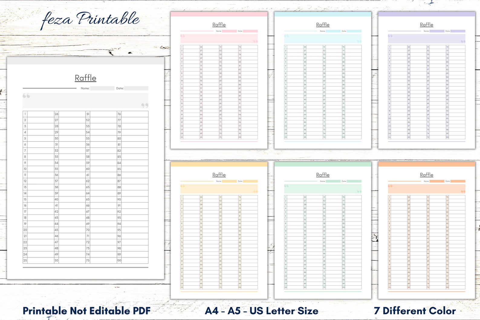 Raffle List Printable Template, Blank List Numbered, Raffle Template ...