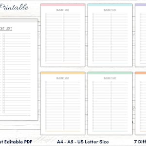 Bucket List Printable Template, Bucket List Sheet, Bucket List Bullet Journal, Life Goals List, Life Planner, Life&#39;s List, Milestone Tracker