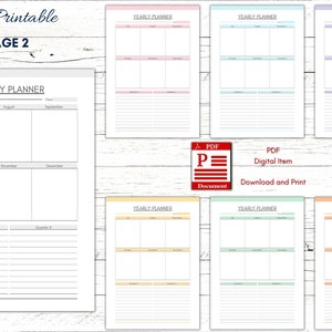 Printable Yearly Planner, Yearly Planner Insert, Yearly Template ...