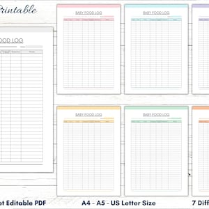 Afdrukbaar babyvoedinglogboek, babyvoedingplanner, babyvoedingreactierecord, voedsellogboeksjabloon, babyvoedingdagboek, babyvoedingboek, A4, A5, brief