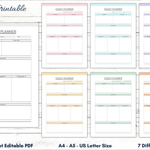 Printable Essay Planner, Essay Writing Template, Essay Planner Template, Essay Insert, Essay Sheet, PDF  Essay Form, A4, A5, US Letter