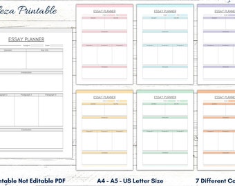 Druckbare Essay Planer Vorlage, A4 A5 US Letter (PDF)