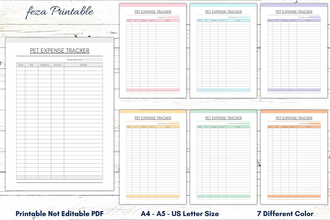 Printable Pet Expense Tracker, Printable Pet Spending Tracker, Pet ...