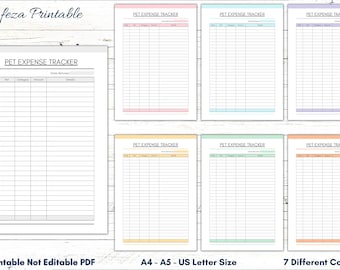Printable Pet Expense Tracker: Finance Planner Template (PDF)