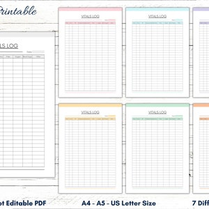 Printable Vital Sign Log Sheet, Vitals Planner, Vitals Log Template, Nursing Vitals Log, Health Planner, Nursing Planner Sheet, Vitals Form