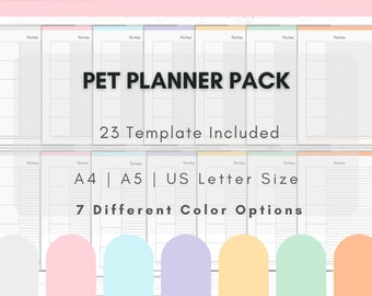 Pack imprimable d'agenda pour animaux de compagnie, dressage d'animaux de compagnie, classeur de soins (téléchargement numérique)