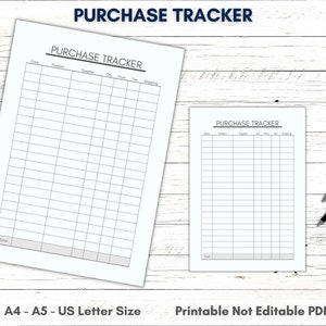 Printable Purchase Tracker Printable Business Planner | Etsy
