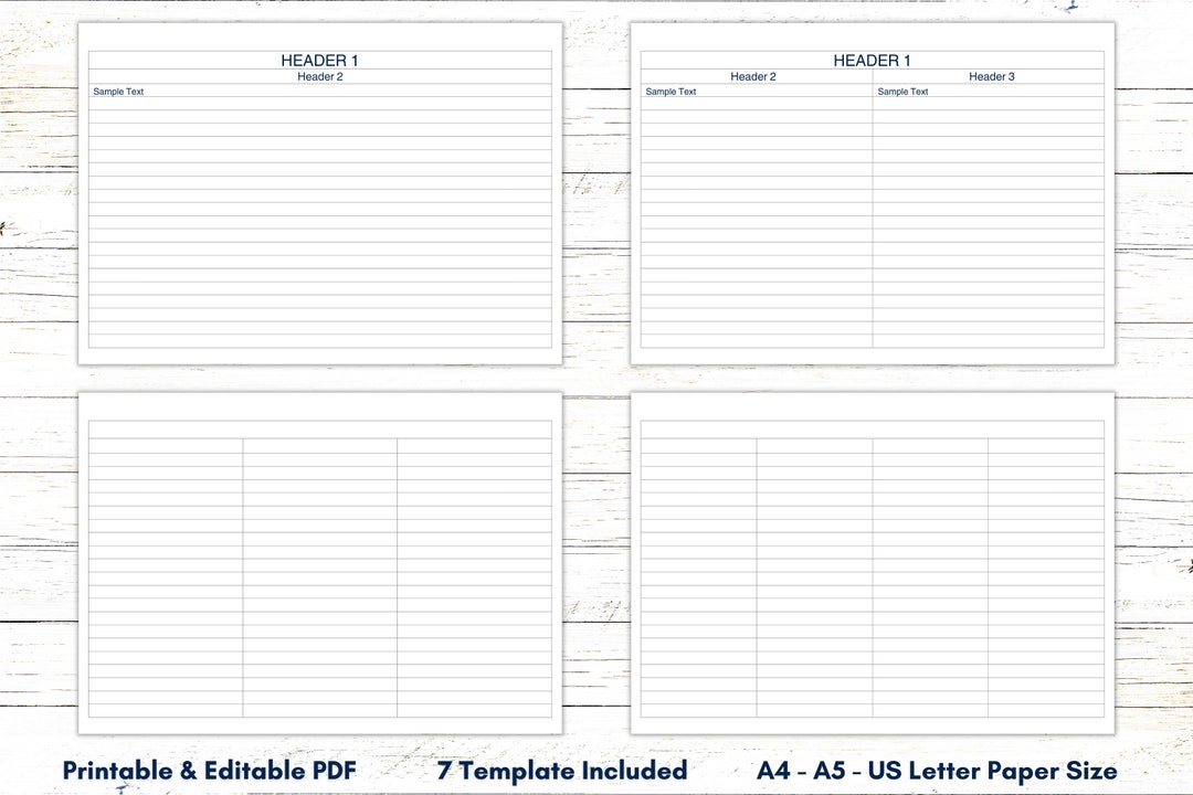 Blank Columns Chart Sheet Printable, Editable Blank Worksheet, Fillable ...