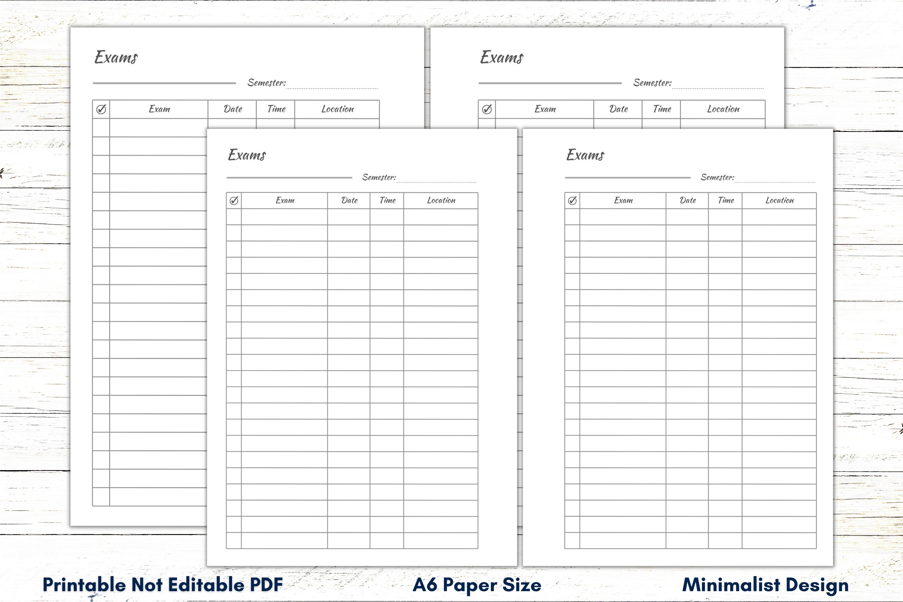 A6 Exam Tracker Printable, Exam Planner, Exam Template, Exam Table ...