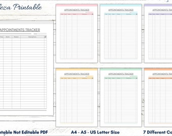 Utskrivbar tidsbokning, tidsbok för salong (A4, A5, US Letter) (PDF)