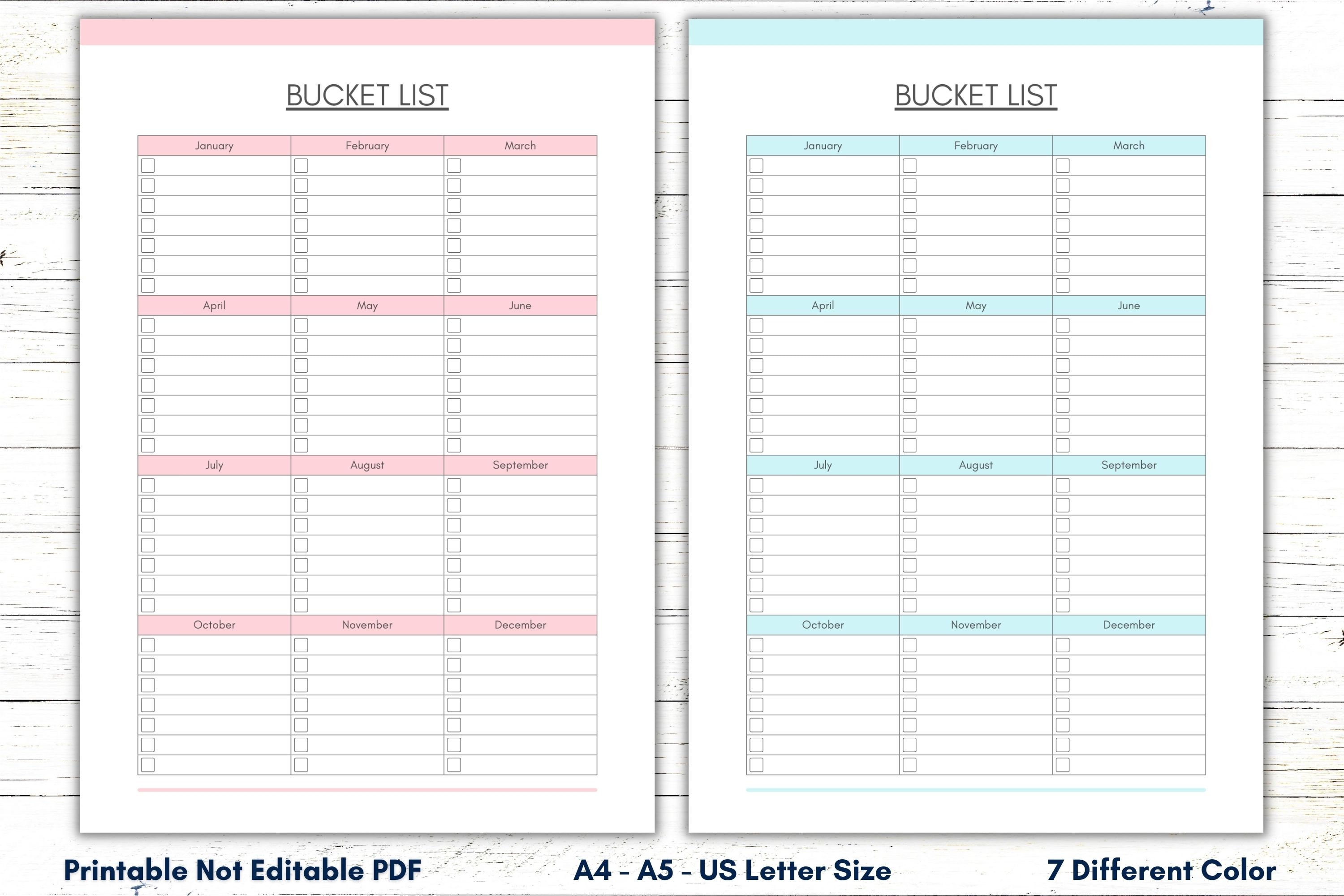 Bucket List Printable Template, Bucket List Sheet, Bucket List Bullet ...