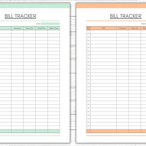 Printable Bill Payment Sheet, Monthly Bills Record, Bill Tracking Sheet ...