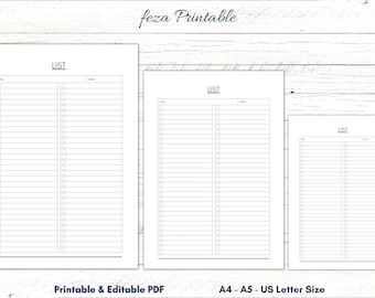 Printable Blank Checklist Template, Fillable To Do List (A4, A5, US Letter) (PDF)
