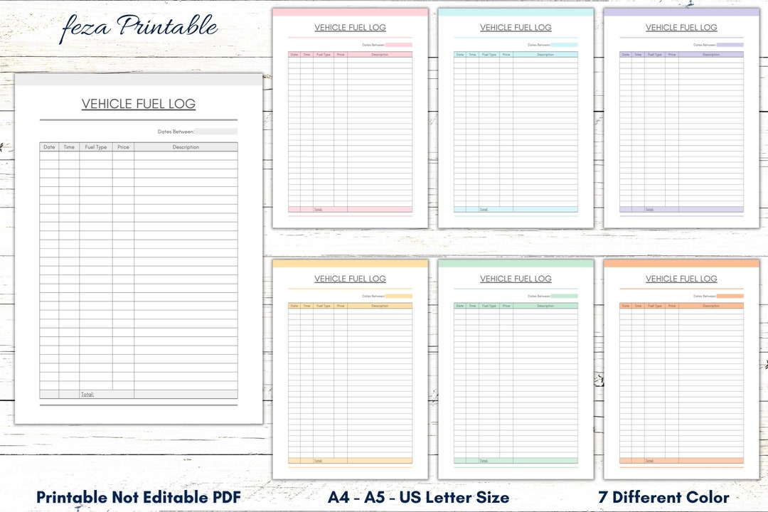 Printable Vehicle Fuel Log, Fuel Oil Tracker, Fuel Price Tracker ...