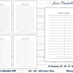 Printable Water Tracker, Water Tracker Template, Water Tracker Planner, Water Log Water intake Chart, Water intake Log, Water intake Journal