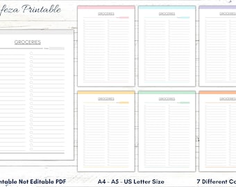 Grocery List Printable, Pantry Checklist (PDF)