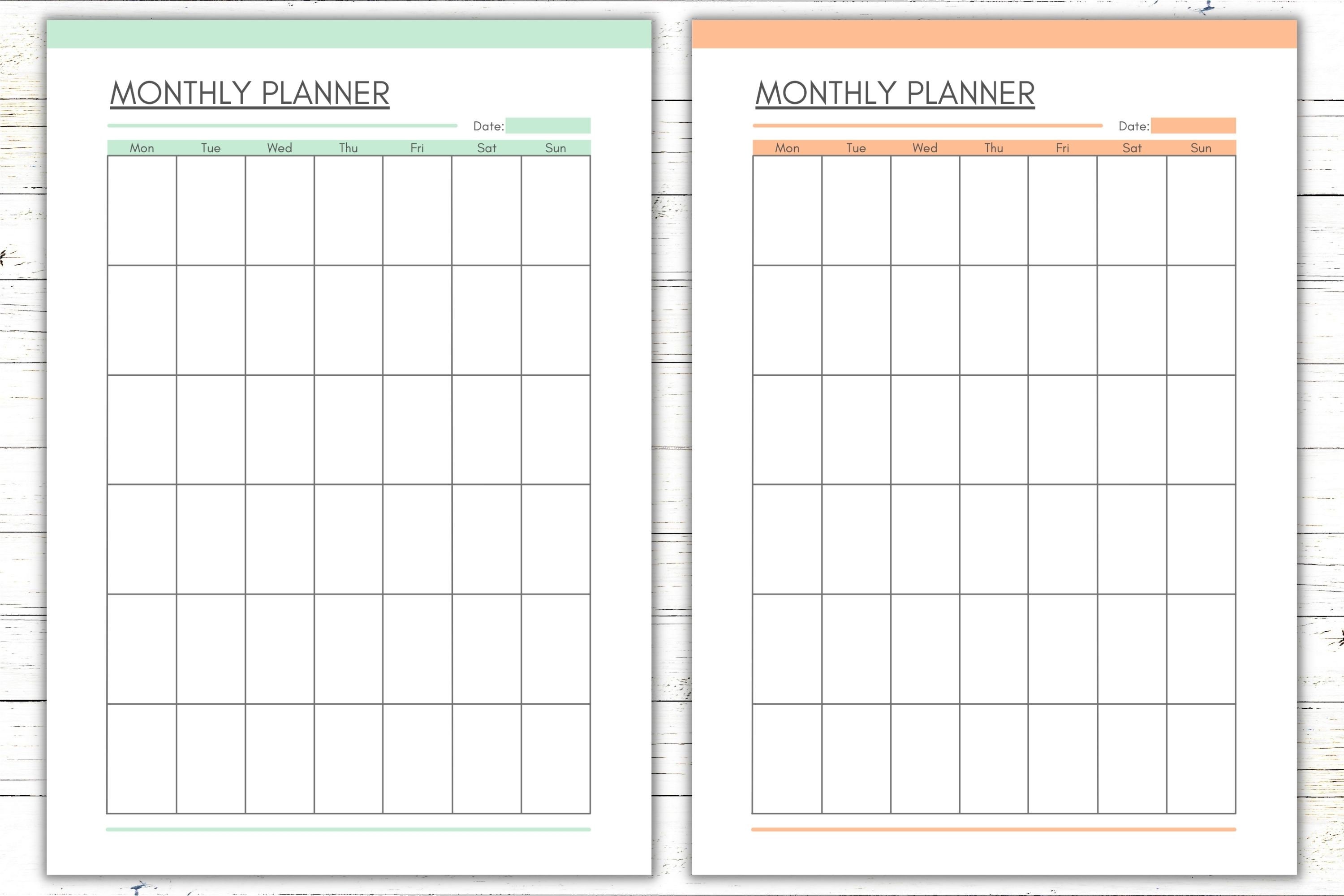 Printable Monthly Planner, PDF Monthly Calendar, PDF Monthly Organizer ...