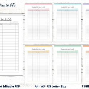 Printable Garage Sale Log, Yard Sale Log, Sale Money Tracker, Yard ...