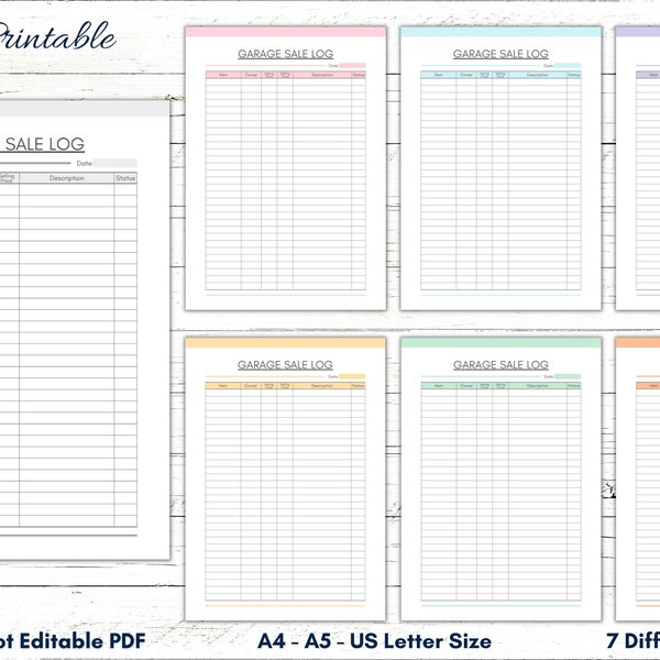 Printable Garage Sale Log, Yard Sale Log, Sale Money Tracker, Yard Sales Sheet, Garage Sale Record, Family Garage Sale Tracker, Yard Sales