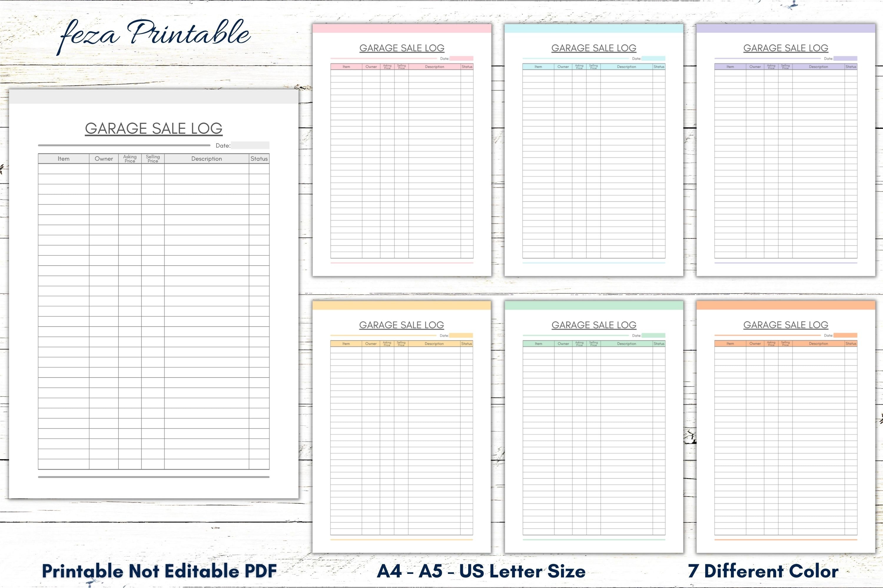 Printable Garage Sale Log Yard Sale Log Sale Money Tracker Etsy Printable Garage Sale Log Yard Sale Log Sale Money Tracker Etsy
