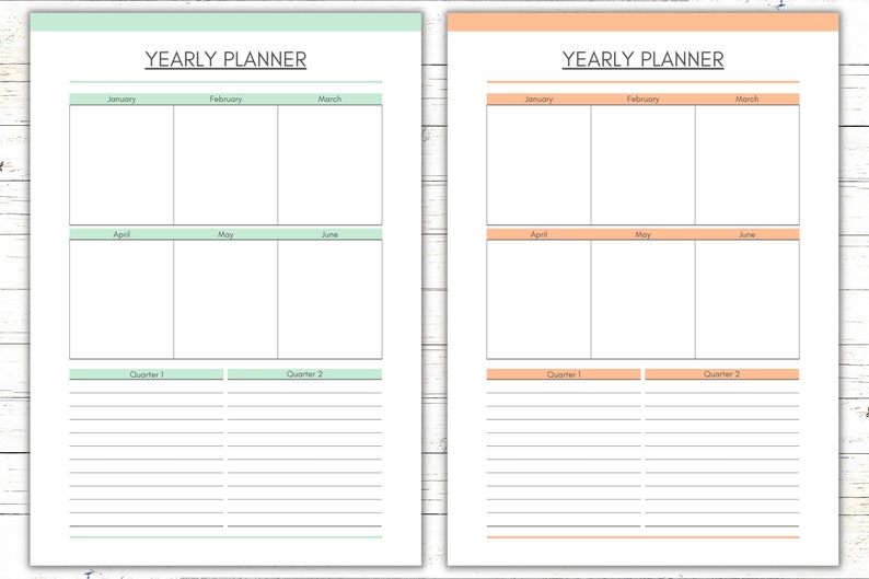 Printable Yearly Planner, Yearly Planner Insert, Yearly Template ...