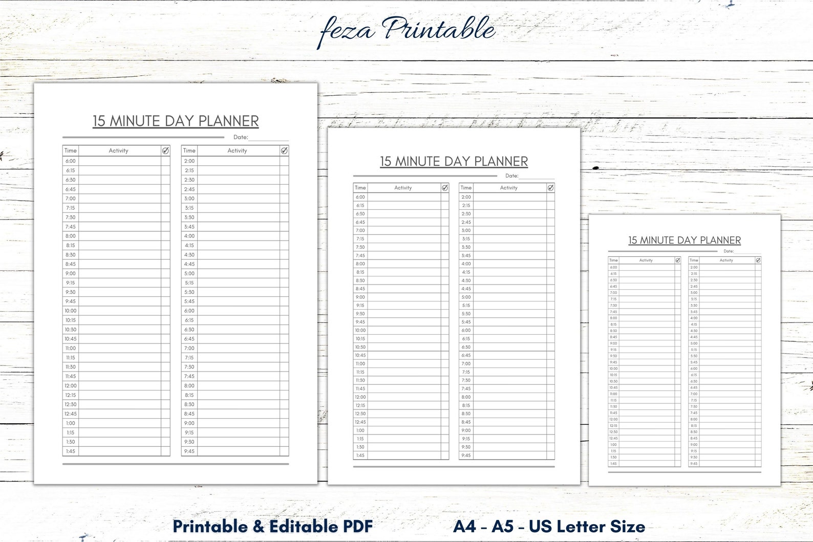 15 Minute Daily Planner Printable, Daily Planner Template Fillable, 15 ...