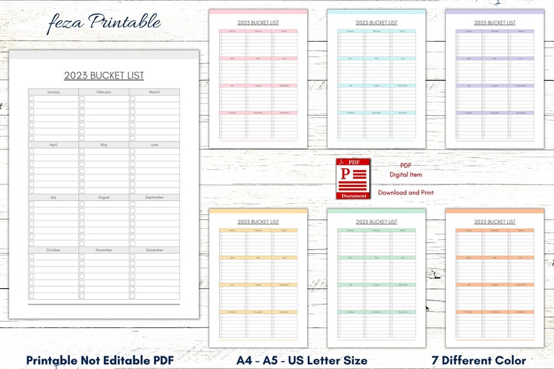 2023 Bucket List Printable Template 2023 Goals Planner 2023 Etsy