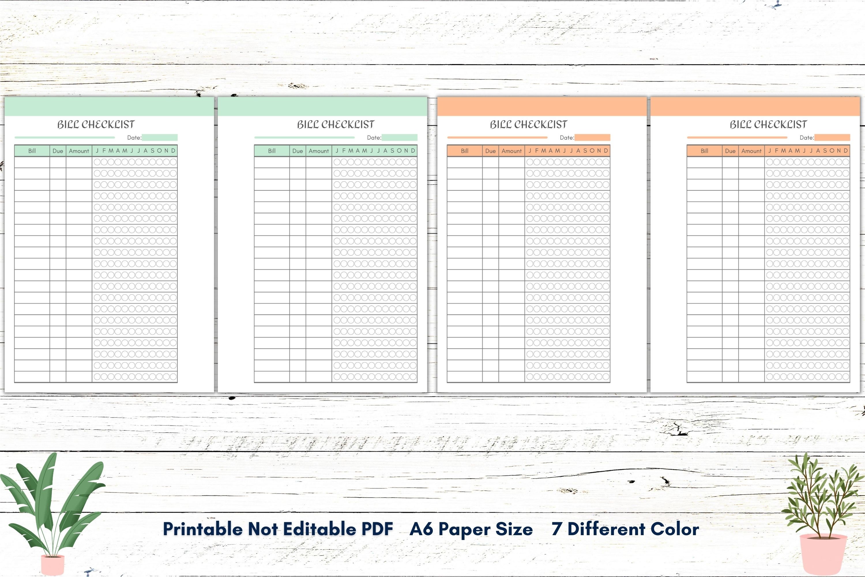 A6 Printable Bills Tracker, A6 Bill Payments Checklist, PDF A6 Bills ...