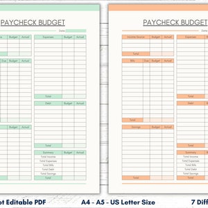 Paycheck Budget Overview Template Printable, Paycheck Budget Printable ...