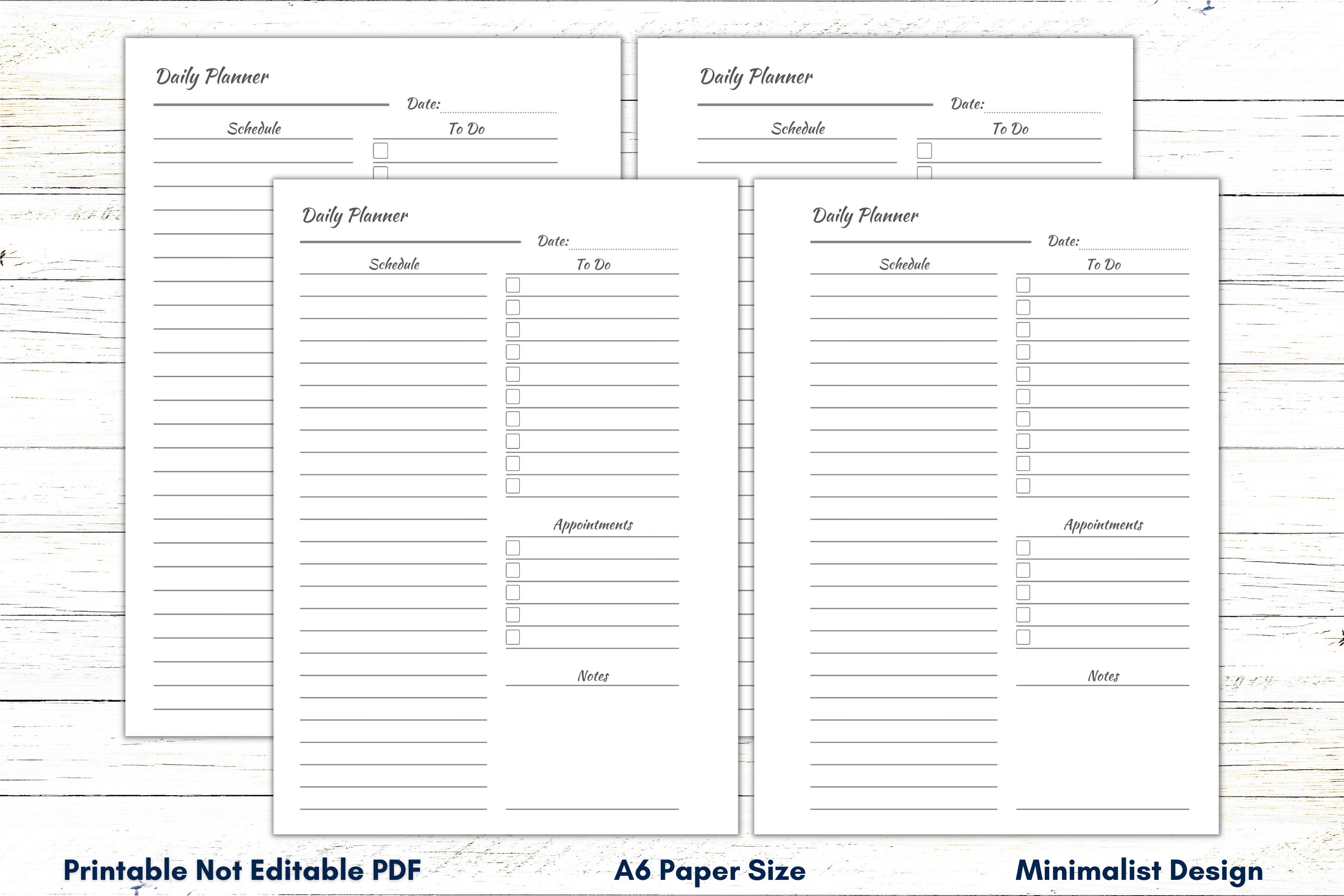 A6 Daily Planner Printable Template, Productivity Planner, Daily ...