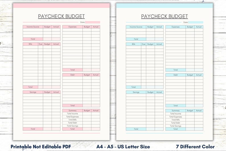 Paycheck Budget Overview Template Printable, Paycheck Budget Printable ...
