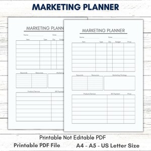 Printable Marketing Planner Printable Marketing Template | Etsy